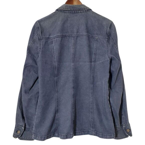 MaxMara Denim One Button Blazer Jacket Size 12 Y2K Jean Jacket Womens - Picture 4 of 10